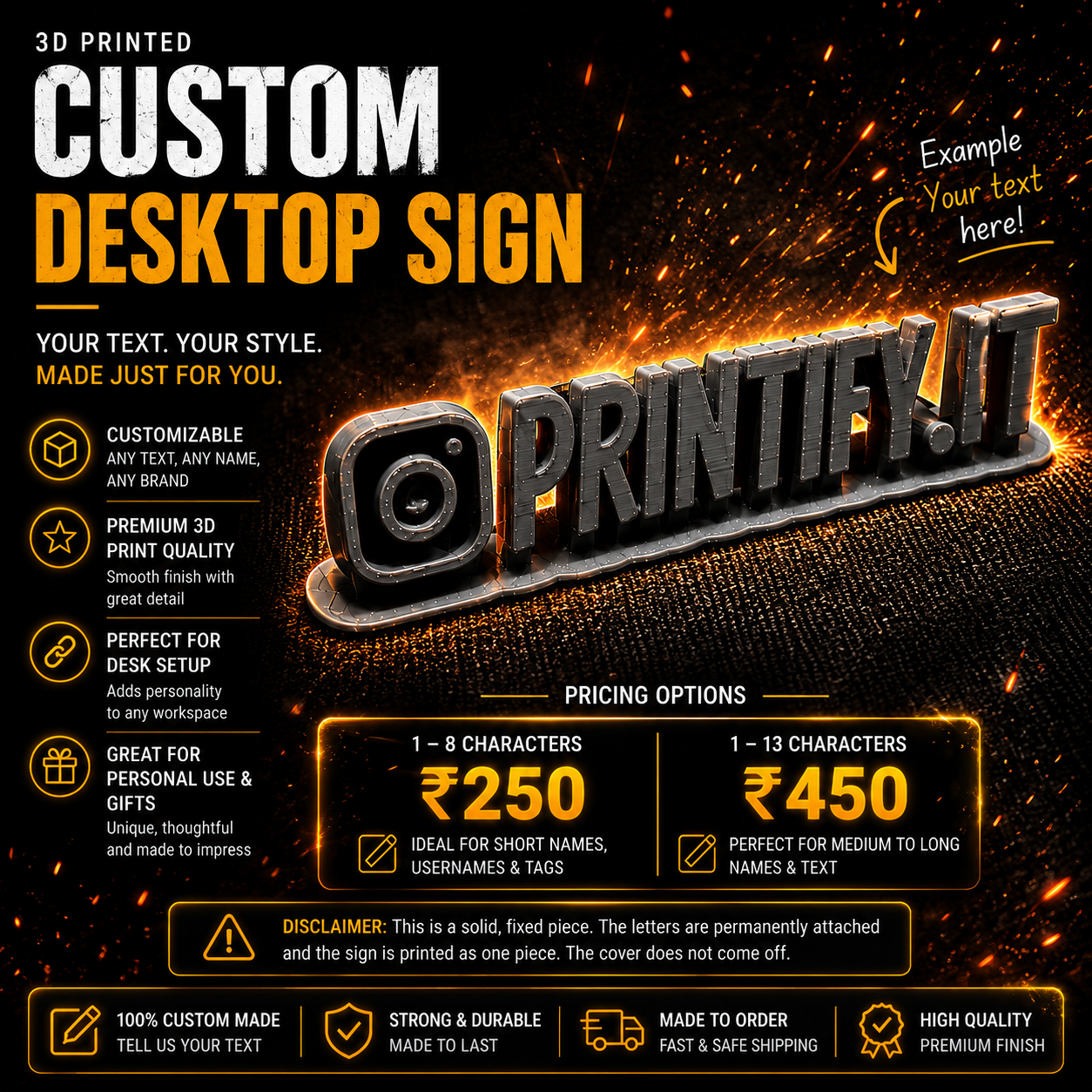 Custom desktop sign